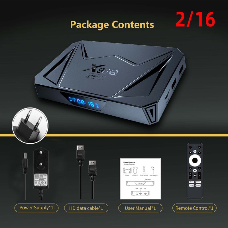 جهاز استقبال X96QPRO+ جيجابت أندرويد 14 مع معالج Allwinner H728 صندوق تصدير 8K عالي الوضوح بلوتوث نت - Image 4