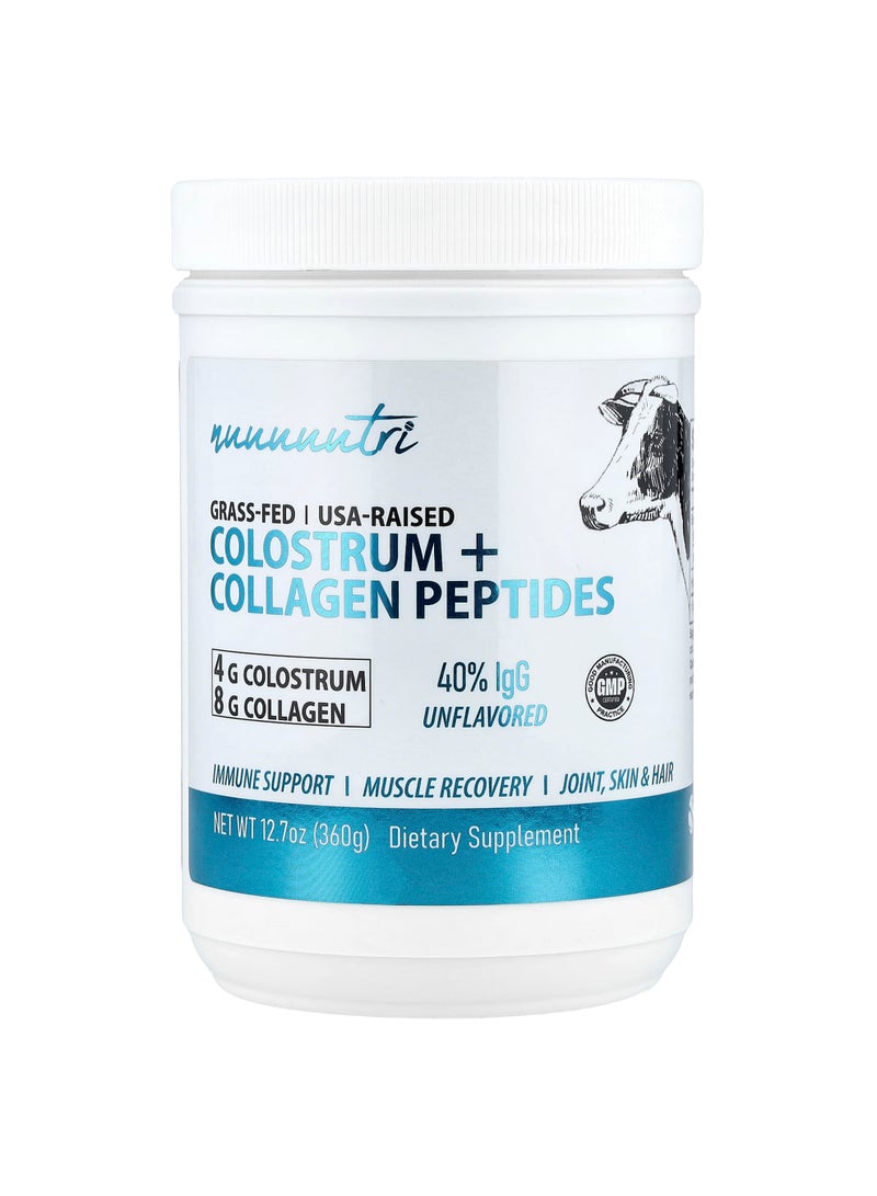 Nutri, Colostrum + Collagen Peptides, Unflavored, 12.7 oz (360 g)