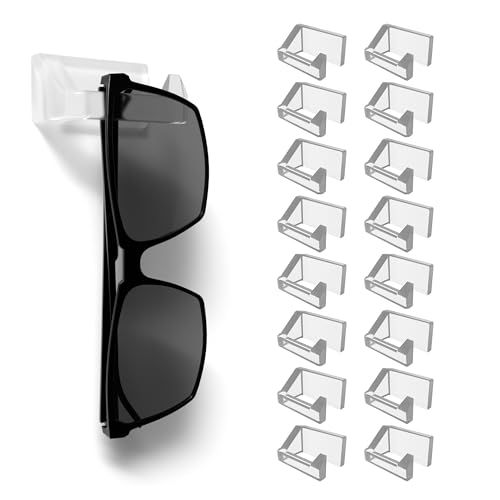MELEN Adhesive Sunglass Organizer Wall (16-Pack) - Strong and Compact Glasses Holder, Sunglass Holder for Car and Wall - Black - Image 1