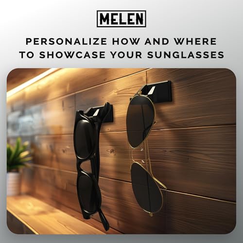 MELEN Adhesive Sunglass Organizer Wall (16-Pack) - Strong and Compact Glasses Holder, Sunglass Holder for Car and Wall - Black - Image 3