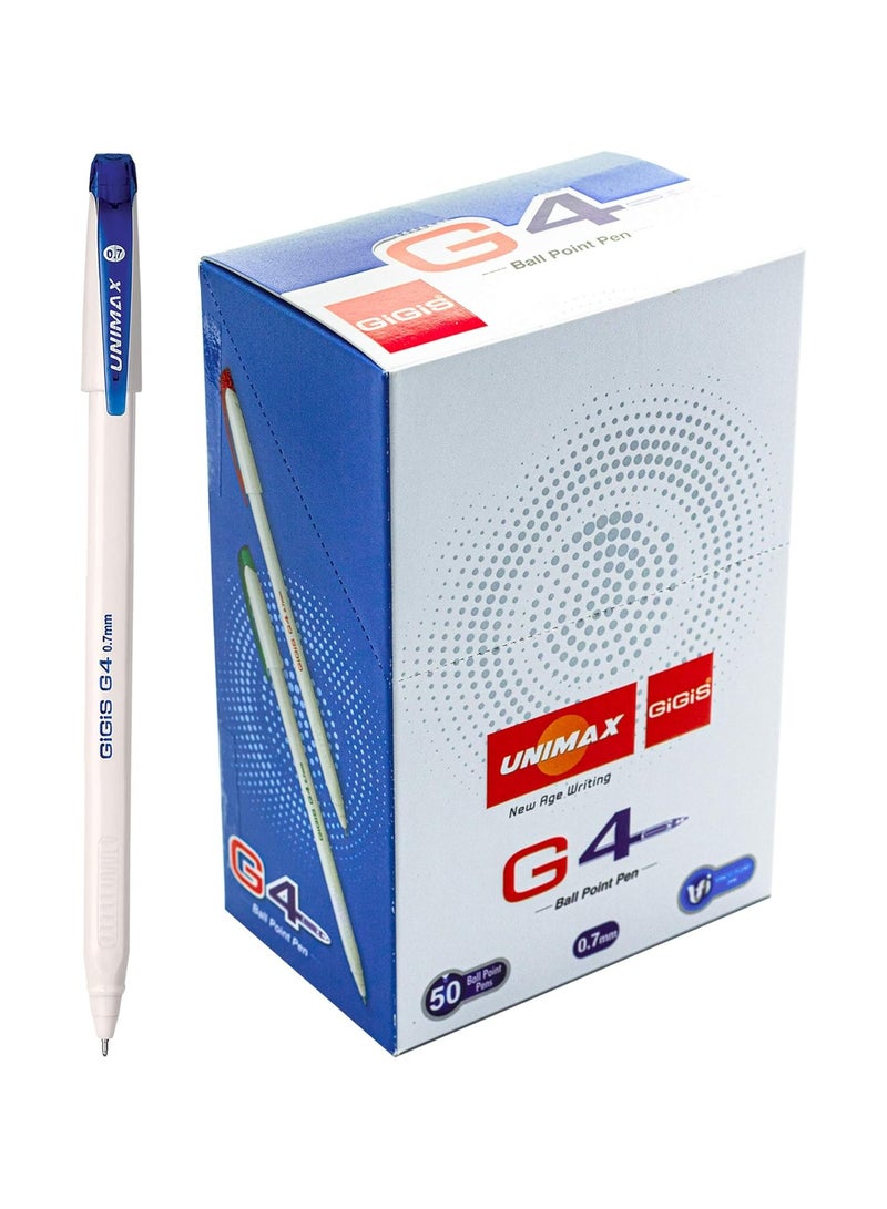 Gigis قلم حبر جاف يونيماكس G4 بقطر 0.7 مم، 50 قطعة (أزرق) - Image 1