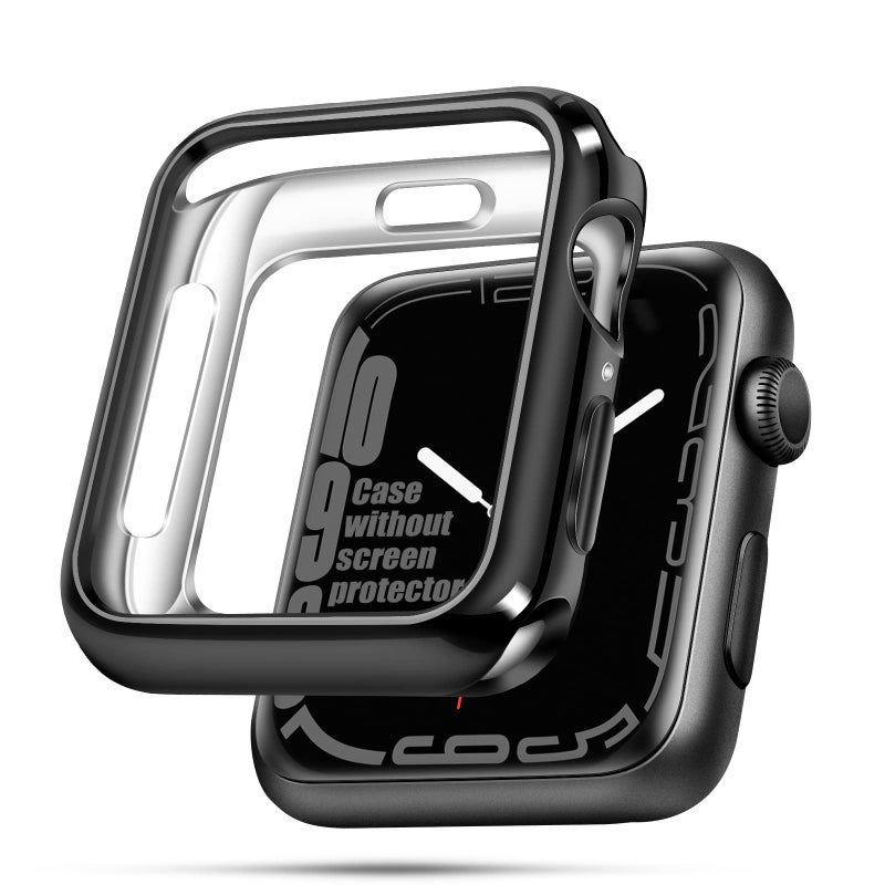 top4cus 40mm Case Soft Flexible Lightweight Anti-Scratch Overall Protective 40mm Iwatch Waterproof Cover Case Shiny Workout Shockproof Bumper Compatible with Apple Watch Series 6/SE/5/4 - Black - Image 1
