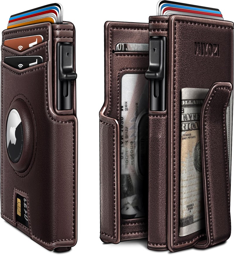 miyozi Airtag Wallet for Men,with Money Clip 10 Cards Metal Case Smart Slim Pop Up Credit Card Holder Flip with Magnetic Closure RFID Blocking wallet with Gift Box - Image 1
