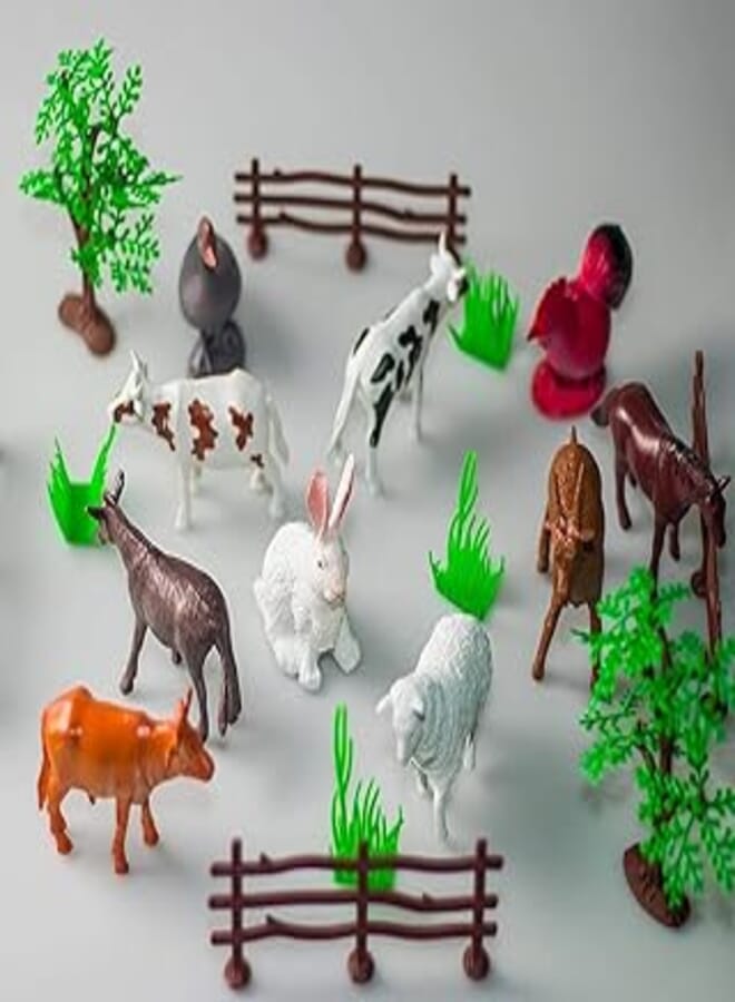 OR Farm Animals Toy For Children With Fence and Trees