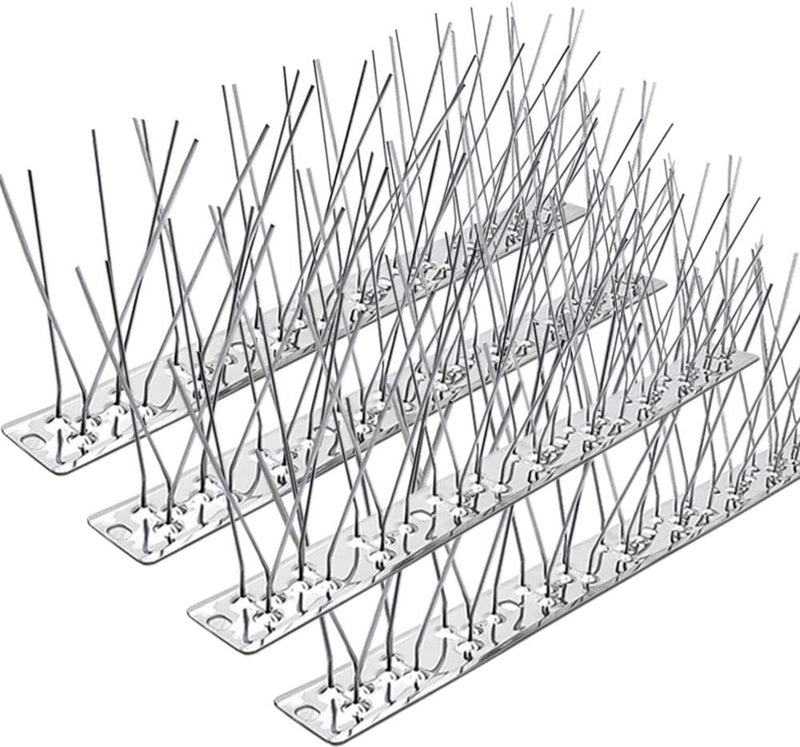 PANGCH Bird Spikes,Stainless Steel Bird Spikes Metal Bird Spikes Fence Spikes Easy to Install - 4 Strips 4.33 Feet Coverage - Image 1