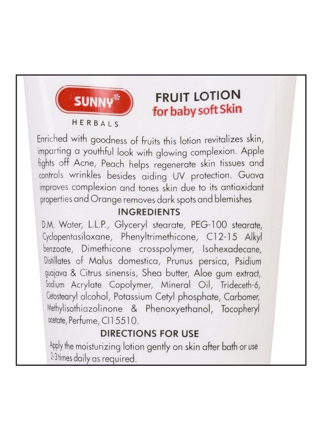 Sunny Fruit Lotion With Extracts Of Apple Peach Guava Orange Hydrates & Imparts Youthful Glow ; Vitamin E Along With Fruit Extracts Provides Baby Soft Skin ; For Women Of All Skin Types 100Gm (Pack 2) - Image 3