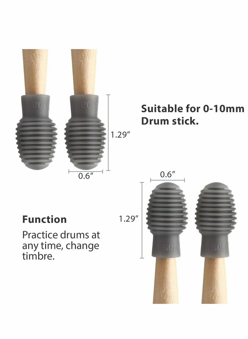 KASTWAVE 4 Pieces Drum Mute Drumstick Silent Tip, Drum Dampener Silicone Drumstick Silent Practice Tips Percussion Accessory, Mute Replacement Drum - Image 2