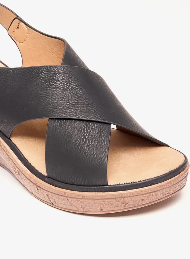 Le Confort Womens Solid Slip-On Wedge Sandals With Hook And Loop Closure