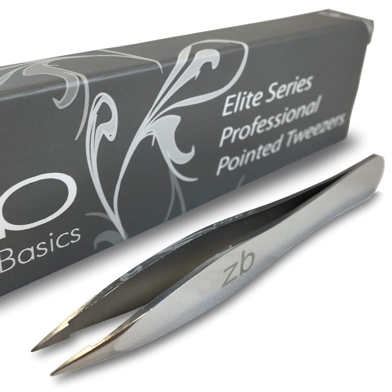 Elite Series Pointed Tweezers  Sharp Precision Tips  Surgical Grade Stainless Steel Tweezer for Professional Eyebrow and Facial Hair Removal