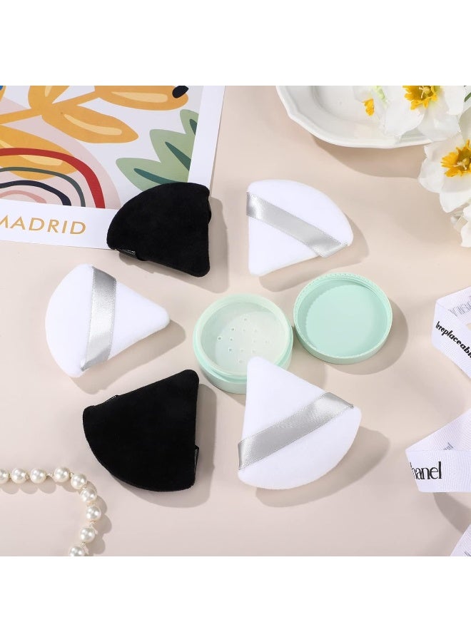 MOMENT 12 Pieces Powder Puff Face Triangle Makeup Sponge For Loose Powder Setting Powder Velour Foundation Blender Sponge Beauty Makeup Tool, Black & White - Image 4