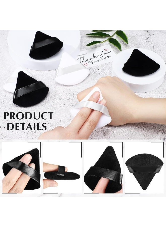 MOMENT 12 Pieces Powder Puff Face Triangle Makeup Sponge For Loose Powder Setting Powder Velour Foundation Blender Sponge Beauty Makeup Tool, Black & White - Image 5