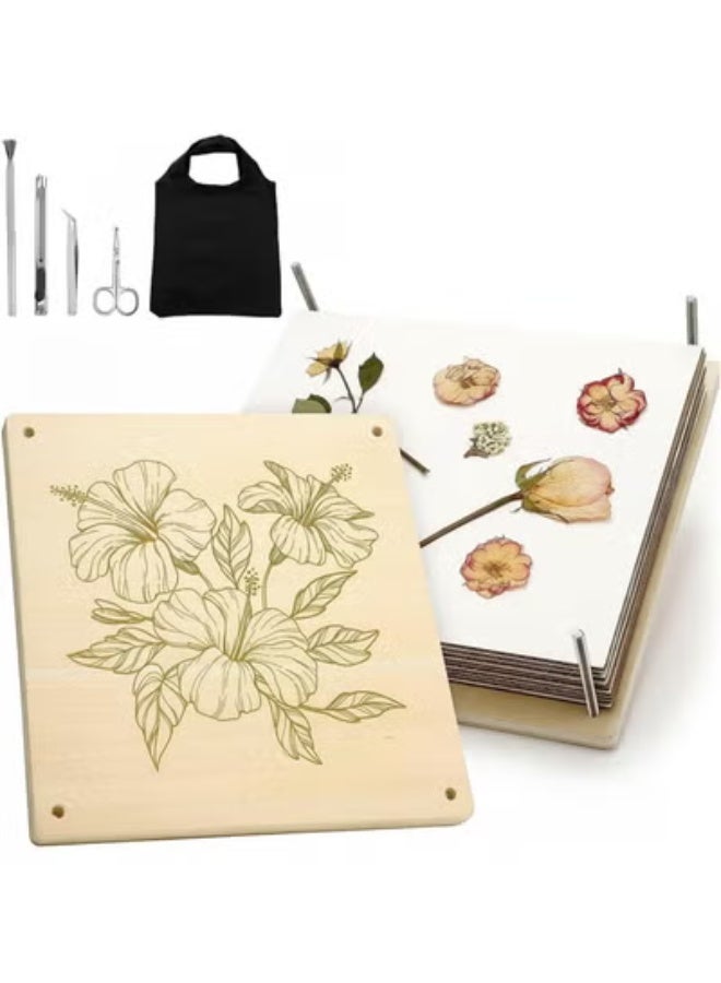 Large Flower Press Kit For Adults, Leaf Press Kit For Drying, Preserving & Making Pressed Flowers And Plants, Great Gift For Art And Diy Craft Lovers Enthusiasts (Wooden- 11"X11") - Image 1