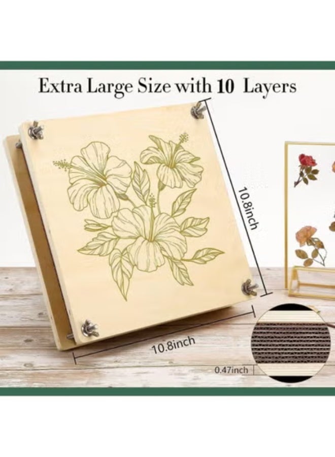 Large Flower Press Kit For Adults, Leaf Press Kit For Drying, Preserving & Making Pressed Flowers And Plants, Great Gift For Art And Diy Craft Lovers Enthusiasts (Wooden- 11"X11") - Image 5