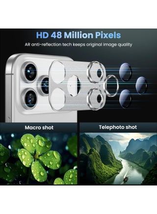 For iPhone 17 Pro Max Camera Lens Protector [Drop Protection] [Full Coverage] [3D Metal] [Case Friendly] Tempered Glass Camera Cover — White - view 3