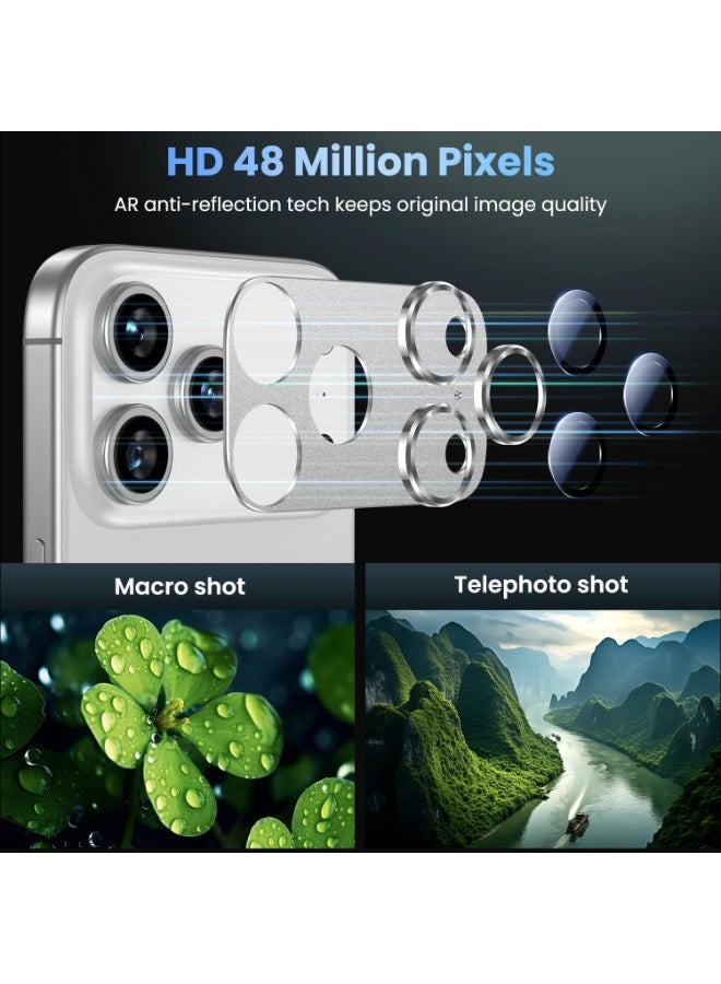 For iPhone 17 Pro Max Camera Lens Protector [Drop Protection] [Full Coverage] [3D Metal] [Case Friendly] Tempered Glass Camera Cover — White - Image 3