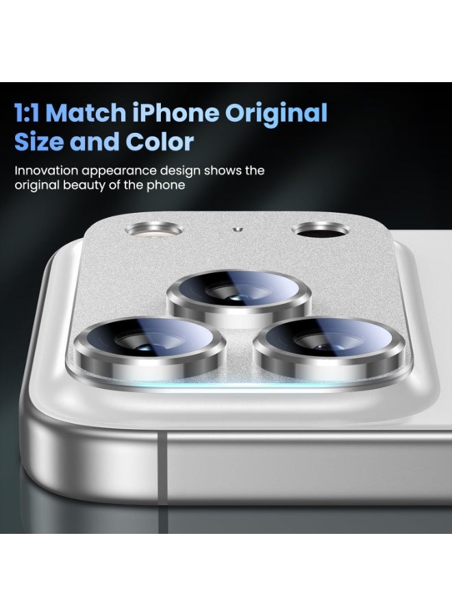 For iPhone 17 Pro Max Camera Lens Protector [Drop Protection] [Full Coverage] [3D Metal] [Case Friendly] Tempered Glass Camera Cover — White - Image 5