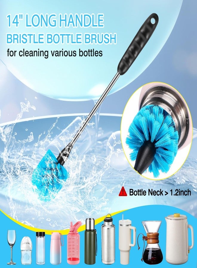 AnDocK 5 Pack Bottle Cleaning Brush Set, Stainless Steel Scrub Cleaner Brush with 14'' Long Handle and 3 Straw Brushes, Flexible for Cleaning Sport Water Bottles, Straws, Coffee Mug, Cups, Baby Bottle - Image 2