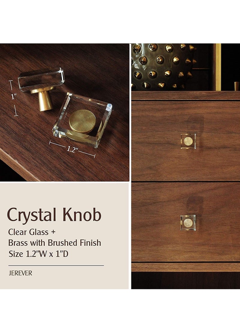 واي آند دي Glass Crystal Knobs, Cabinet Knobs and Pulls, Oval for Dresser Drawers, Brass Drawer Pull Handle Gold Furniture Hardware Kitchen 6 Pack  - Image 5