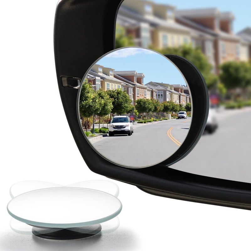 2PCS 2" Round Frameless Blind Spot Mirror - HD Glass Convex Rear View Mirrors for Cars, SUVs, and Trucks - Image 1