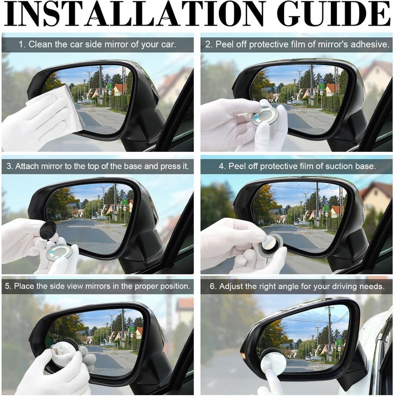 2PCS 2" Round Frameless Blind Spot Mirror - HD Glass Convex Rear View Mirrors for Cars, SUVs, and Trucks - Image 3