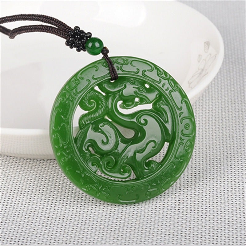Xinjiang & Outer Mongolia Jade Antique Dragon Biyu Sheep Fat White Jade Hollow Carved Pendant  Wholesale
