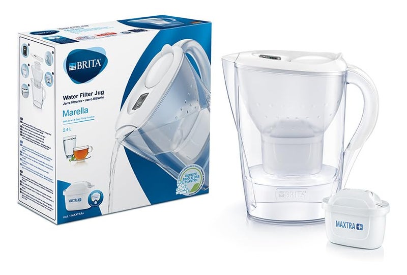 BRITA Marella German Made Water Filter Jug 2.4 liters White With Activated Micro Carbon Pearls For Fresh And Tasty Water - Image 1