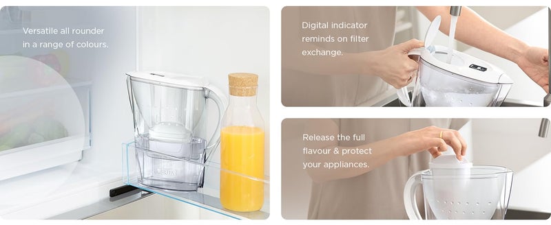 BRITA Marella German Made Water Filter Jug 2.4 liters White With Activated Micro Carbon Pearls For Fresh And Tasty Water - Image 4