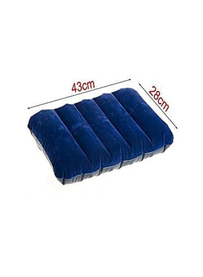 SGMSC Velvet Soft Air Inflatable Navy Blue Travel Pillow for Family Pack of 1 - Image 2