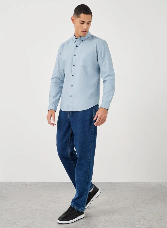 ستايلي Styli Button Down Collar Regular Fit Oxford Shirt