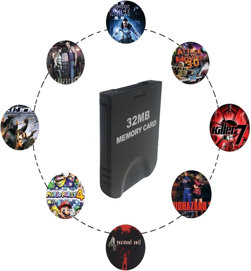 هياماس 32MB(507 Blocks) Gamecube Memory Card, High Speed Game Memory Card Compatible for Nintendo Gamecube and Wii Console Accessory Kits - Black-32MB/2Pack - Image 3
