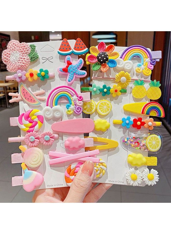 SUKPSY 28 Pcs Colorful Hair Clips Cute Hair Accessories Flower Fruit Dessert Barrettes Hairpins For Baby Girls Teens Toddlers - Image 1