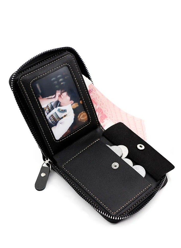 Mens Zipper Wallet Leather Card Wallet for Men with External Zipper and 6 Interior Pockets and Snap Pocket for Coin Purse Men  - Image 3