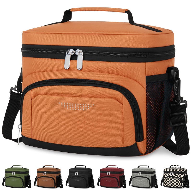 Vankor Insulated Lunch Bag for Men Women, Reusable Lunch Box Leakproof Cooler Lunch Tote Bag with Adjustable Shoulder Strap for Work Office Picnic Beach Travel, Orange - Image 1