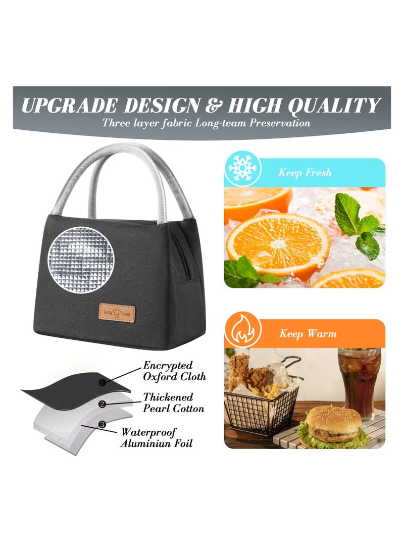 SYOSI Lunch Bag for Women Men, Insulated Lunch Box Adult, Lunch Tote Bags, Reusable Cooler Lunch Box Food Container, Insulated Lunch Bag with High Capacity for Work Travel Picnic Office Outdoor (black)  - Image 3