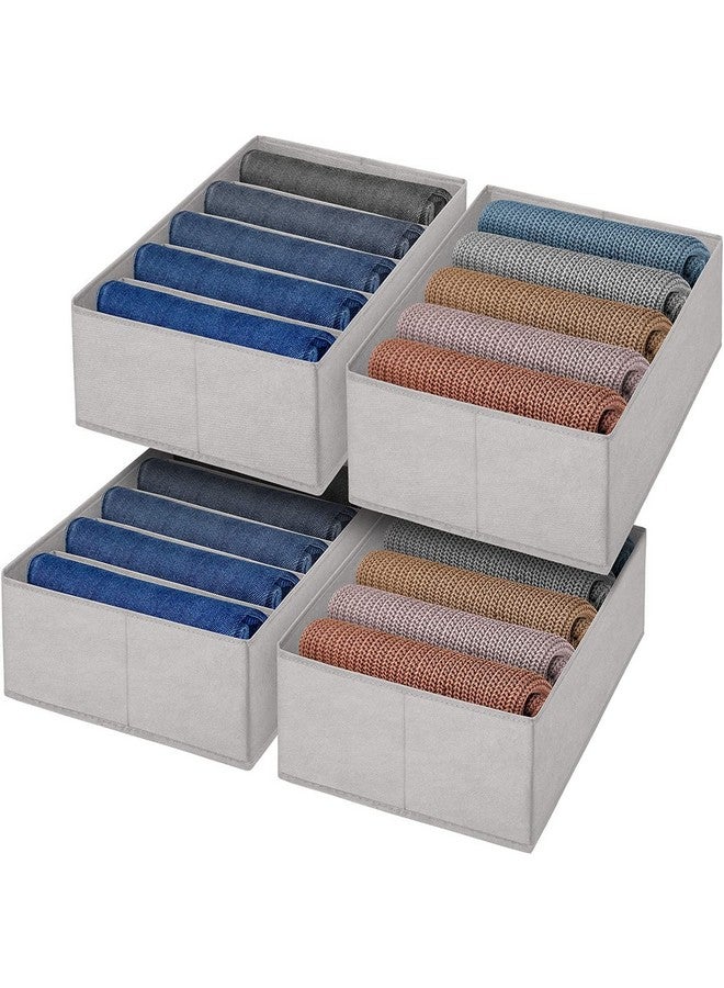 JD FRESH JD FRESH 4 Pcs Non-Woven Cloth Organizer for Storage/Foldable Wardrobe Organiser for Clothes/Collapsible Storage Box/Storage Baskets for Organizing Shirts/Pants/Jeans/Dress/Sweaters - (5 Slot, Grey)  - Image 1