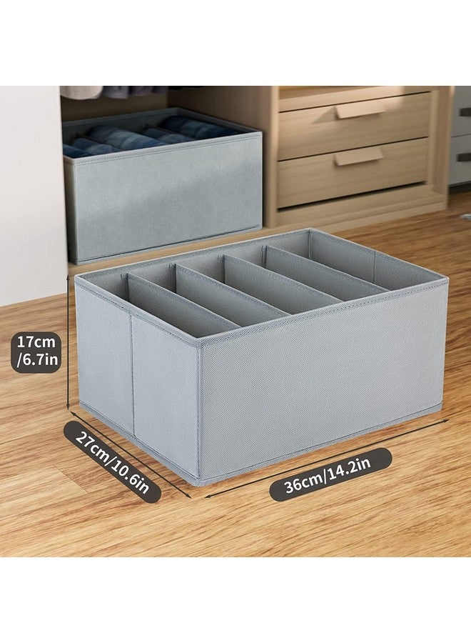 JD FRESH JD FRESH 4 Pcs Non-Woven Cloth Organizer for Storage/Foldable Wardrobe Organiser for Clothes/Collapsible Storage Box/Storage Baskets for Organizing Shirts/Pants/Jeans/Dress/Sweaters - (5 Slot, Grey)  - Image 2