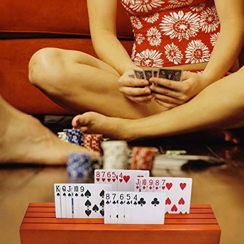 Exqline Wooden Playing Card Holder Tray Rack Organizer for Kids Seniors Adults 138 inch 31 Inch Extended Versions Long Enough for Bridge Canasta Strategy Card Playing - Image 5