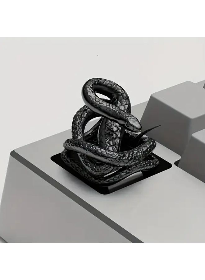 White Artistic Snake Shaped L35 Keycap Unique Cross Design Durable Metal Keyboard Accessory - Image 5