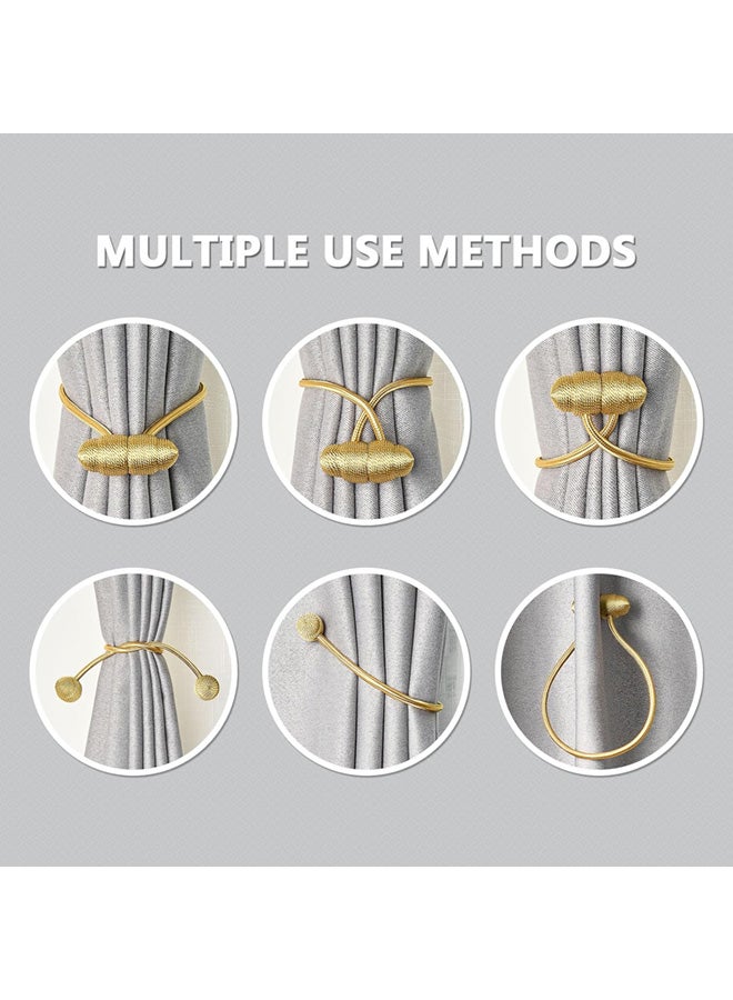وانفان 4 قطع من ماسكات الستائر المغناطيسية القوية بطول 16 بوصة، مصنوعة من حبال منسوجة يدوياً لتثبيت الستائر (ذهبي) - Image 3