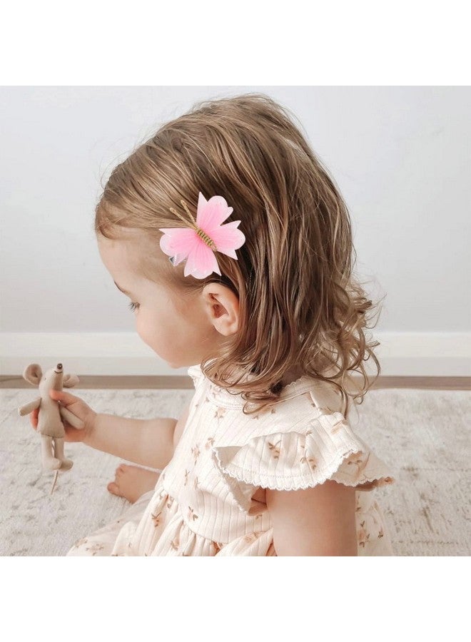 Oaoleer 10Pcs Mini Butterfly Hair Clips Oaoleer 2" Tulle Mesh Hair Bow Pins Colorful Butterfly Hair Barrettes Wedding Hair Accessories For Baby Girls Women Halloween Cosplaying Party Decor (Tulle Butterfly) - Image 3