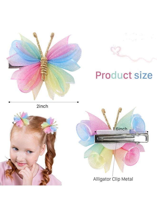Oaoleer 10Pcs Mini Butterfly Hair Clips Oaoleer 2" Tulle Mesh Hair Bow Pins Colorful Butterfly Hair Barrettes Wedding Hair Accessories For Baby Girls Women Halloween Cosplaying Party Decor (Tulle Butterfly) - Image 5