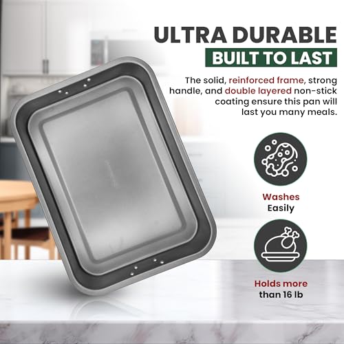 CULINARIN Large Lasagna Pan 12” x 16” - Heavy-Duty Nonstick Casserole Dishes for Oven - Convenient Deep Lasagna Baking Dish With Foldable Handles - Casserole Dish Is Dishwasher Safe and Perfect for Any Meal - Image 5