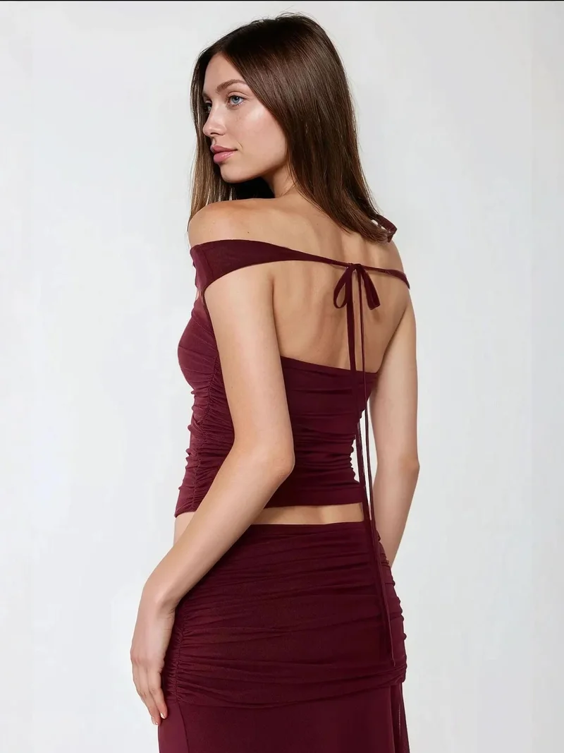 Hiccup Burgundy Red Ilma Slim Fit Multiway Top for Women | Best Price UAE