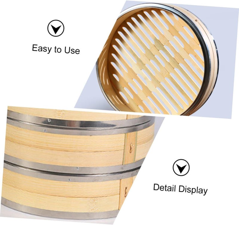 PRETYZOOM Steamer Basket with Stainless Steel Border Natural Food Steamer for Dumplings Vegetables Fish Cooking Compatible with Wok and Pan - Image 5