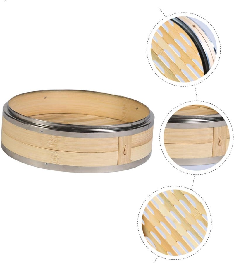 PRETYZOOM Steamer Basket with Stainless Steel Border Natural Food Steamer for Dumplings Vegetables Fish Cooking Compatible with Wok and Pan - Image 3