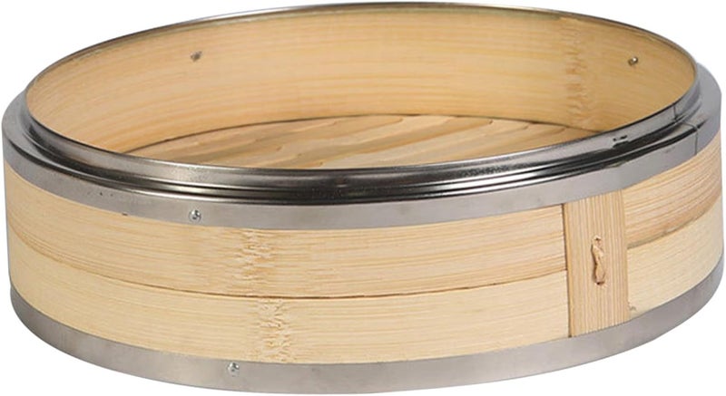 PRETYZOOM Steamer Basket with Stainless Steel Border Natural Food Steamer for Dumplings Vegetables Fish Cooking Compatible with Wok and Pan - Image 1