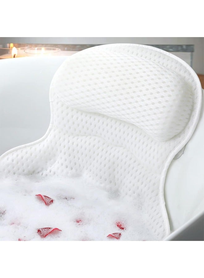 YelaJoy Bath Pillows for Tub,   Bathtub Pillow for Head and Neck Support,  Soft 4D Air Mesh Bath Tub Pillow with Non Slip Suction Cups,  Spa Gifts Bathtub Accessories for Women Men （White） - Image 1
