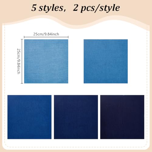 FREEBLOSS 10Pcs Sashiko Fabric Sashiko Mending Kit Patchwork Cotton Quilt Fabric Pre-Cut for Sewing Quilting Supplies Fabrics Squares 9.84 * 9.84'' - Image 2