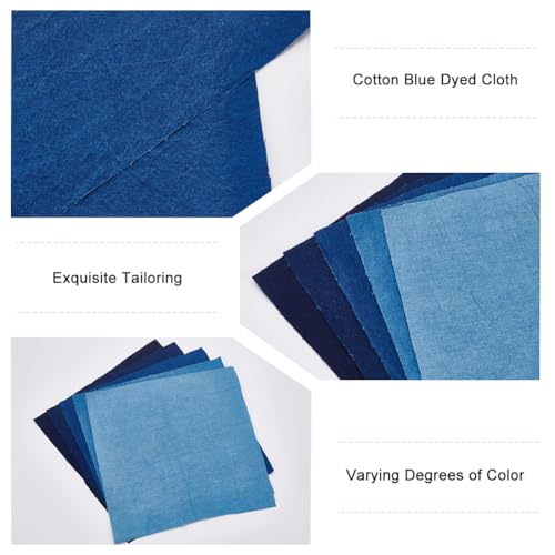 FREEBLOSS 10Pcs Sashiko Fabric Sashiko Mending Kit Patchwork Cotton Quilt Fabric Pre-Cut for Sewing Quilting Supplies Fabrics Squares 9.84 * 9.84'' - Image 3