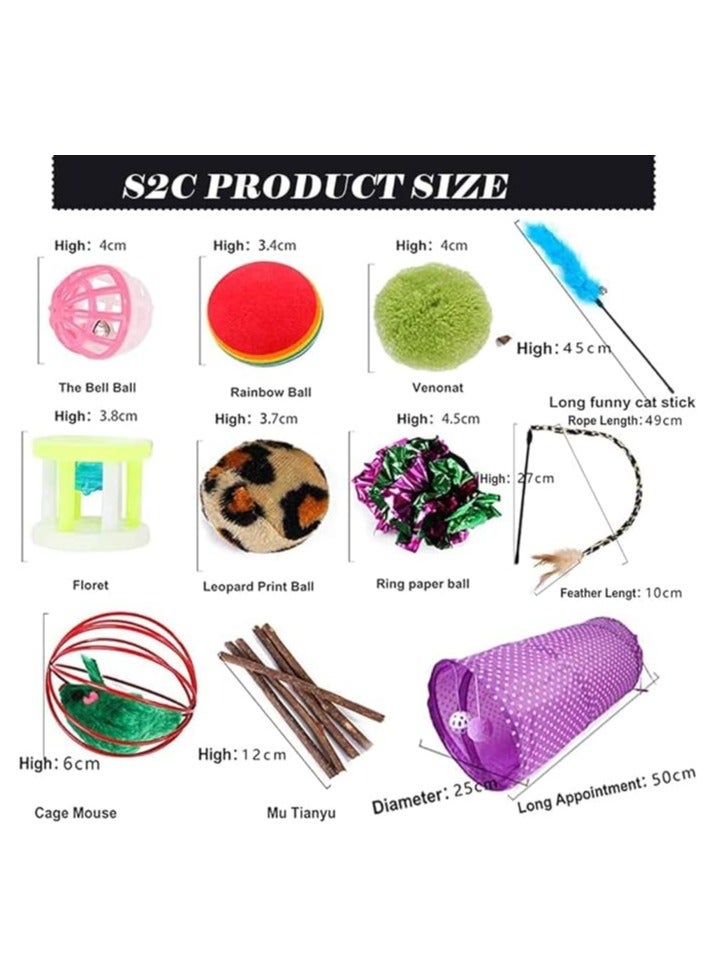 S2C S2C 28 Pcs Cat Toys Interactive Accessories - Cat Accessories For Indoor Cats, Kitten Toys, Cat Tunnel And Tent, Kitten Toys For Biting, Cat Toys For Kittens, Cat Toy Fish For Cat Lovers… - Image 2